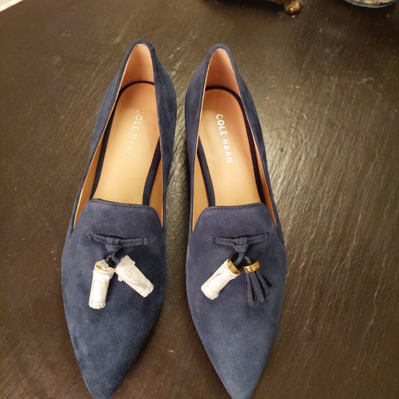 NEW! Cole Haan Women's Vanya Tassel Flat Elegant Navy Loafers Preppy Sz 7B $170 - Picture 14 of 14